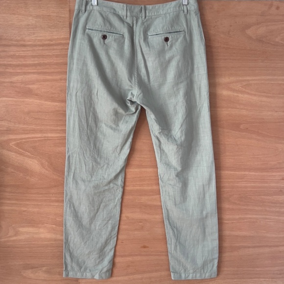 FLINT & TINDER straight fit cotton linen pants men's size 33x32 green casual - Picture 5 of 8